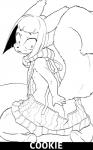 anthro breasts butt butt_cleavage clothing cookie_(furryfight_chronicles) daigaijin female furryfight_chronicles hair hi_res line_art looking_back mammal meme meme_clothing monochrome oversized_clothing rear_view rodent sciurid solo sweater tail topwear virgin_killer_sweater