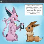 1:1 2020 ambiguous_gender ask_blog canid canine collar darknsfwindie duo eevee eeveelution english_text espeon fan_character feral freya_howell generation_1_pokemon generation_2_pokemon half-closed_eyes hi_res mammal narrowed_eyes nintendo open_mouth parent_(lore) parent_and_child_(lore) pokemon pokemon_(species) pokemon_mystery_dungeon rubi_howell simple_background spike_chunsoft tattoo text wanderlust