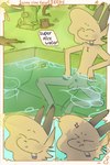 anthro arhitip_(djannetur) balls bath bathing choker comic djannetur english_text flaccid foreskin genitals hi_res hot_spring hybrid jewelry male necklace penis solo text water wet