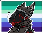 2_ears anonymous_artist anthro avo blep collar lgbt_pride machine male pattern_background portrait pride_color_background pride_colors protogen simple_background solo star striped_background tongue tongue_out vincian_pride_colors