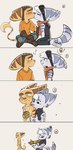 anthro bite biting_another biting_partner bodily_fluids comic duo exclamation_point eyes_closed female hi_res kissing lombax looking_back male male/female mammal markings nude pink_nose question_mark ratchet_(ratchet_and_clank) ratchet_and_clank rear_view ring_(marking) ringed_tail rivet_(ratchet_and_clank) saliva saliva_string sony_corporation sony_interactive_entertainment striped_markings striped_tail stripes tail tail_markings tail_tuft time_fluffy500 tuft