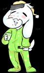 2015 3:5 alpha_channel anthro asriel_dreemurr bite blush blush_stickers bodily_fluids boss_monster_(undertale) bovid brush caprine clothing drooling ear_bite eyes_closed fur glass hat headgear headwear long_ears male mammal nightcap nom pajamas polka_dots psibunny saliva self_bite simple_background solo toothbrush transparent_background undertale undertale_(series) white_body white_fur young young_anthro