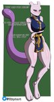 2_horns 2_toes anthro asian_clothing big_breasts blue_clothing breasts clothing english_text feet female generation_1_pokemon hi_res holowear_(pokemon) horn legendary_pokemon looking_at_viewer mammal martial_arts_style_mewtwo mewtwo nintendo pokemon pokemon_(species) pokemon_unite purple_tail r3ptart solo tail text toes