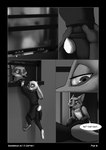 2021 ambiguous_gender anthro arm_tuft barefoot biped black_border border canid canine chest_tuft clothed clothing comic disney duo elbow_tuft english_text european_rabbit feet female fox foxxj furgonomics gloves_(marking) greyscale hi_res inside judy_hopps lagomorph leporid male mammal markings monochrome nick_wilde oryctolagus rabbit red_fox scut_tail short_tail tail tail_clothing text topless true_fox tuft window zootopia