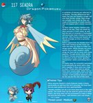 arm_fins breasts chibi curled_tail duo english_text equid female fin generation_1_pokemon head_fin hi_res human humanoid kinkymation male mammal marine merfolk nintendo pokemon pokemon_(species) pokemorph seadra solo_focus split_form tail text under_boob