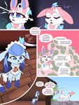 3:4 absurd_res blue_body blush clothing comic dialogue digital_media_(artwork) eeveelution egg english_text fur generation_4_pokemon generation_6_pokemon glaceon hair headpat hi_res jenny_(utopian_vee) mammal mochi_(snowyembers) nintendo open_mouth pokemon pokemon_(species) pokemon_egg pokemon_unite simple_background sylveon text utopianvee white_body