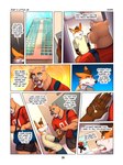 3:4 absurd_res anthro blush canid canine comic cougar dialogue duo english_text felid feline fox heterochromia hi_res jacob_(zourik) key male mammal muscular muscular_male text tyson_(zourik) zourik