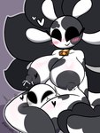 2024 3:4 anthro areola big_breasts black_areola blush blush_lines bodily_fluids bovid bovine breasts cattle duo female heart_on_body hi_res holstein_friesian_cattle huge_breasts humanoid kefiregg lactating larger_female male mammal nipples puffy_nipples size_difference smaller_male tagme thick_thighs unknown_character vortex_(kefiregg)