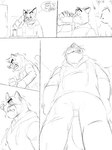 2023 anthro biped bottomwear brok_(brok_the_investigator) brok_the_investigator clothing comic cowcat_games domestic_cat drinking felid feline felis graff_filsh hat headgear headwear hi_res hoodie humanoid_hands kemono male mammal monochrome pants skydon solo topwear