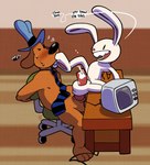 Rating: e
ID: 5260330
Date: 2024-12-23 10:01:42 -0500
Status: active
Score: 93
argon_vile balls blush bodily_fluids brown_body brown_fur canid canine canis chair clothing cum desk dialogue domestic_dog duo electronics english_text erection feet foot_fetish foot_in_mouth foot_play foot_suck footjob fur furniture genital_fluids genitals hat headgear headwear hi_res lagomorph leporid male male/male mammal max_(sam_and_max) mostly_nude necktie office office_chair pawpads penile penis rabbit sam_and_max samuel_dog sex size_difference small_dom_big_sub sucking sweat table television text toe_in_mouth toe_suck toes white_body white_fur post #5260330