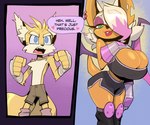 age_difference anthro bandaged_hands bat big_breasts bigdad blonde_hair blue_eyes bottomwear breasts canid canine cleavage cleavage_overflow clothed clothing comic dolphin_shorts duo ear_piercing ear_ring female fist fox fur green_eyes hair huge_breasts inner_ear_fluff male male/female mammal miles_prower miles_prowr_(bigdad) mormoopia_rouge_(bigdad) narrow_hips older_female piercing ring_piercing rouge_the_bat sega shorts sonic_the_hedgehog_(series) tan_body tan_skin thick_thighs thin_calves thin_legs thin_thighs topless topless_anthro topless_male tuft white_hair wide_hipped_female wide_hips yellow_body yellow_fur younger_male