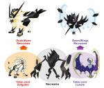 ambiguous_gender dawn_wings_necrozma dusk_mane_necrozma english_text feral generation_7_pokemon hi_res ken_sugimori legendary_pokemon legendary_trio light_trio lunala multiple_images necrozma nintendo official_art pokemon pokemon_(species) simple_background solgaleo solo text white_background