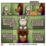 aamon_(james_howard) anthro bat blush cloak clothing comic dialogue digital_media_(artwork) domestic_cat duo english_text felid feline felis hi_res horn imp james_howard male mammal reggie_(james_howard) speech_bubble text the_truth url