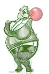 2017 anthro apple_(dutch) bear big_breasts blowing blowing_bubble_gum breasts clothing collar collar_tag digital_media_(artwork) dress dutch_(artist) female giant_panda hair heart_collar_tag heart_symbol hi_res huge_breasts leggings legwear mammal misty_the_mouse sketch solo thick_thighs