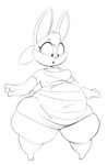 2021 3_toes 4_fingers :o anthro belly big_belly biped black_and_white breasts clothed clothed_anthro clothed_female clothing cotton_tail countershade_face countershade_fur countershading digital_drawing_(artwork) digital_media_(artwork) dress eyebrow_through_hair eyebrows eyelashes feet female female_anthro fingers front_view full-length_portrait fur hair hi_res lagomorph leporid looking_at_belly looking_at_own_belly looking_at_self looking_down maddeku mammal monochrome open_mouth overweight overweight_anthro overweight_female pattern_clothing pattern_dress paws ponytail portrait rabbit simple_background sketch skindentation solo standing striped_clothing striped_dress stripes surprise tail thick_thighs toes translucent translucent_hair white_background wide_eyed wide_hipped_anthro wide_hipped_female wide_hips