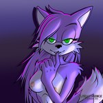 1:1 bedroom_eyes black_nose breasts canid canine clothed clothing fan_character female finger_to_mouth fox green_eyes hi_res looking_at_viewer mammal medium_breasts narrowed_eyes nipples nude project_shadowcat rachel_gates seductive sega simple_background sonic_the_hedgehog_(series) topless