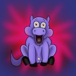 1:1 balls bodily_fluids cuddlybloodily drooling erection feral fluffy_pony fluffy_pony_(species) fur genitals heart_symbol hi_res male mammal open_mouth penis purple_body purple_fur saliva sid_(cuddlybloodily) simple_background solo suina