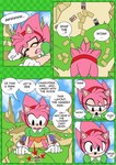 amy_rose anthro card classic_amy_rose classic_sonic_(universe) clothing comic dress english_text eulipotyphlan female fortune_telling hair hedgehog hi_res mammal pink_body pink_hair raianonzika sega solo sonic_the_hedgehog_(series) tarot tarot_card text thin_calves thin_legs thin_thighs tripping