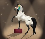 ambiguous_gender anus award black_hair blush bridle equid equine female_(lore) feral fur grey_body hair halter hi_res hooves horse looking_back lumadelun mammal quadruped reins solo trophy