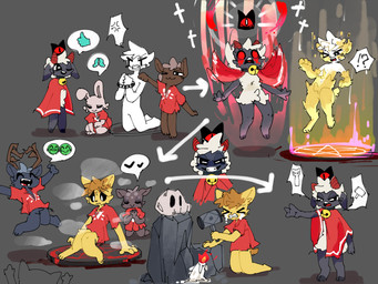 Rating: s
ID: 5680183
Date: 2025-07-01 14:49:31 -0400
Status: active
Score: 24
2022 4:3 ambiguous_gender anthro antlers bell bell_collar biped black_sclera blood bodily_fluids bone bovid bowing brown_body brown_fur candle caprine chained_up character_request clothed clothing collar colored cross-popping_vein crying cult_of_the_lamb directional_arrow domestic_cat eyes_closed felid feline felis floating front_view fur fur_growth grey_background grey_body grey_fur group growth horizontal_pupils horn human_to_anthro interrobang jumping kneeling lamb_(cult_of_the_lamb) legs_together looking_down_at_self mammal massive_monster_(studio) netchy_boo nude occult_symbol one_eye_closed open_mouth open_smile pentagram pictographics praying pupils red_crown_(cult_of_the_lamb) ritual sheep simple_background sitting sitting_on_ground skull smile species_transformation speech_bubble standing symbol tears three-quarter_view transformation transformation_sequence white_pupils yellow_body yellow_cat_(cult_of_the_lamb) yellow_fur post #5680183
