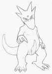 2015 animal_genitalia anthro avian beak biped bird erection generation_1_pokemon genitals gesture golduck graphite_(artwork) hand_gesture looking_at_viewer male monochrome nintendo penis pointing pokemon pokemon_(species) presenting simple_background solo standing traditional_media_(artwork) white_background yaroul