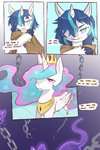 2:3 absurd_res chain cold-blooded-twilight comic crown dialogue english_text equid equine female feral friendship_is_magic hair hasbro headgear hi_res horn male mammal multicolored_hair my_little_pony mythological_creature mythological_equine mythology princess_celestia_(mlp) royalty shining_armor_(mlp) text unicorn white_body winged_unicorn wings