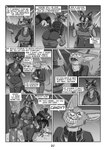 absurd_res angelica_de_windt anthro beverage butt canid canine comic dialogue digital_drawing_(artwork) digital_media_(artwork) dreadlocks english_text fennec_fox fox greyscale group hi_res levi_esthersson mammal monochrome mustelid nightclub procyonid raccoon speech_bubble text true_fox wasylthefox