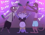 absurd_res alcohol anthro beer belly beverage canid canine clothed clothing disney drinking duke_weaselton eyewear female fennec_fox finnick_(zootopia) fox funnel glasses glup hi_res male mammal mintsfresh69 mustelid musteline navel otter party sam_(zootopia) swallowing tail true_fox true_musteline weasel zootopia