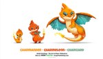 2016 7:4 ambiguous_gender beady_eyes black_eyes blue_body charizard charmander charmeleon digital_media_(artwork) digital_painting_(artwork) english_text feral fire frown generation_1_pokemon group grumpy hi_res membrane_(anatomy) membranous_wings nintendo orange_body orange_scales piper_thibodeau pokemon pokemon_(species) scales simple_background tail tan_body tan_scales text url white_background wings