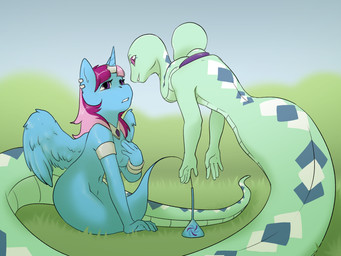 Rating: s
ID: 5727497
Date: 2025-07-22 20:08:59 -0400
Status: active
Score: 3
2025 2_heads 4:3 ambiguous_gender anthro apode armband blue_body blue_scales bottle bracelet choker collar container draconcopode duo ear_piercing ear_ring equid equine eye_contact female genie ghost_tail grass green_body green_scales hair hasbro hi_res horn horn_jewelry horn_ring jewelry legless looking_at_another mammal multi_head multicolored_hair my_little_pony mythological_creature mythological_equine mythology naga necklace nonbinary_(lore) outside parcly_taxel piercing pink_eyes pink_hair plant pupils purple_choker purple_eyes purple_jewelry purple_necklace rene_taxel reptile ring_(jewelry) ring_piercing scales scalie serpentine slit_pupils snake snake_naga spread_wings squeaker two_tone_hair white_body white_scales winged_unicorn wings post #5727497