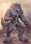 2024 abs absurd_res anthro balls biceps big_penis black_sclera blizzard_entertainment body_hair canid claws digitigrade erection fangs finger_claws fluffy fur genitals glans grey_body grey_fur happy_trail hi_res male mammal muscular muscular_anthro muscular_male notsophatmatt nude paws penis pubes quads red_eyes sharp_teeth solo standing tail teeth toe_claws triceps warcraft were werecanid worgen