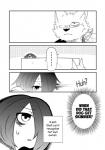 anthro canid canine clothing comic dialogue english_text female fur greyscale hi_res human kemono lila_(kashiwagi_aki) male mammal monochrome pictographics revoli text translated yakantuzura