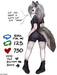 2023 3:4 anthro boots canid canid_demon canine clothed clothing demon dialogue digital_media_(artwork) digital_painting_(artwork) english_text female footwear fur grey_body grey_fur hellhound helluva_boss hi_res looking_at_viewer looking_back looking_back_at_viewer loona_(helluva_boss) mammal mythological_canine mythological_creature mythology ratatooey red_sclera shaded shoes signature simple_background smile solo strip_game strip_meme text white_background white_body white_fur