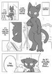 2017 ambiguous_gender anthro comic dialogue domestic_cat doukutsunezumi english_text felid feline felis hard_translated hi_res kemono kuroneko_(doukutsunezumi) mammal monochrome right_to_left text third-party_edit translated translation_edit