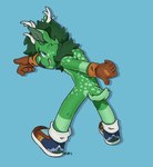 action_pose anthro antlers ashton_deer clothing deer footwear footwear_only full-length_portrait fur gloves green_body green_fur grin handwear hi_res horn leaning leaning_forward looking_at_viewer looking_back looking_back_at_viewer male mammal markings mostly_nude portrait pose scut_tail sega shoes shoes_only short_tail smile solo sonic_the_hedgehog_(series) spots spotted_body surli tail