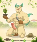 2021 abs anthro anthrofied background_character balls behind_shrub biceps big_balls biped blush brown_nose chest_tuft dirt duo eeveelution elemental_creature erection exhibitionism flora_fauna foreskin fur garden gardener gardening generation_1_pokemon generation_4_pokemon genitals gloves_(marking) grin hi_res hiding hole_(pit) humanoid_genitalia humanoid_penis leaf leaf_ears leaf_hair leaf_tail leafeon leg_markings looking_at_another looking_back lovkuma male male/male markings muscular muscular_anthro muscular_arms muscular_male muscular_thighs nintendo nipples nude_male pecs peeping penis plant plant_hair plant_pot plantigrade planting pokemon pokemon_(species) pokemorph potted_plant pseudo_hair pubes quads rape_face sapling shrub signature smile socks_(marking) solo_focus star_eyes tail tan_body tan_fur text triceps trowel tuft vileplume vines voyeur