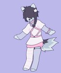 2024 animated anthro bandage bracelet braided_hair canid canine clothing collar ear_piercing fox fur garter_straps grey_body grey_hair hair hair_over_eyes harness jewelry legwear mammal piercing pink_clothing pink_harness platinum_fox purple_clothing purple_topwear red_fox reina_(vinqou) short_playtime solo star stockings topwear trans_(lore) trans_woman_(lore) true_fox vinqock white_body white_clothing white_fur white_topwear