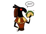 ambiguous_fluids anthro deity egyptian_mythology english_text food humor inonibird low_res male middle_eastern_mythology mythology red_eyes set_(deity) set_(species) solo taco text