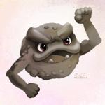 1:1 2017 ambiguous_gender digital_media_(artwork) digital_painting_(artwork) elemental_creature generation_1_pokemon geodude mineral_fauna nintendo open_mouth pokemon pokemon_(species) rock rock_creature solo tsaoshin