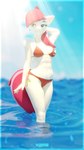 2023 3d_(artwork) 4k 9:16 absurd_res anthro bikini breasts clothing digital_media_(artwork) equid equine female friendship_is_magic hair hasbro hi_res mammal my_little_pony partially_submerged red_hair rose_(mlp) solo swimwear two-piece_swimsuit vyprae water white_body