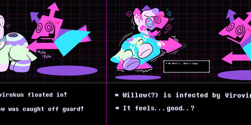 Rating: q
ID: 5678885
Date: 2025-06-30 22:51:56 -0400
Status: pending
Score: 31
abstract_background absurd_res blush blush_stickers clone clone_transformation computer_virus_(species) deltarune digital_creature dizzydreadful duo emanata english_text feral gameplay_mechanics generation_3_pokemon geometric_background grid_background hi_res hypnosis jagged_mouth lgbt_pride lineless long_image mind_control motion_lines multicolored_neckwear multicolored_scarf multiple_scenes neckwear nintendo nonbinary_(lore) numel onomatopoeia pattern_background pokemon pokemon_(species) pride_color_neckwear pride_color_scarf pride_colors ringed_eyes scarf sequence simple_background sound_effects species_transformation speech_bubble spiral spiral_eyes surprise surprised_expression swirl_emanata text text_box trans_(lore) transformation transformation_sequence transgender_pride_colors twinning undertale_(series) virovirokun wide_image willow_(willowpoke) post #5678885