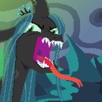 1:1 angry arthropod black_body blue_hair cave changeling crown digital_media_(artwork) equid equine fangs female feral forked_tongue friendship_is_magic green_eyes hair hasbro headgear hissing looking_at_viewer loose_noose mammal my_little_pony open_mouth pixel_(artwork) purple_mouth queen_chrysalis_(mlp) rock sharp_teeth solo teeth tongue tongue_out uvula