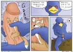 2012 anthro avian beak bird canid canine comic dialogue digital_drawing_(artwork) digital_media_(artwork) duo english_text erection extreme_size_difference falco_lombardi fox fox_mccloud genitals humanoid_genitalia humanoid_penis james_howard macro male male/male mammal masturbation nintendo penile penile_masturbation penis siman-clifton size_difference star_fox tail text url