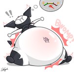 absurd_res animal_humanoid anthro belly belly_blush belly_expansion big_belly blush body_blush bwomp cdrspark clothing demon expansion expansion_sound_effect female force_feeding forced hi_res huge_belly humanoid hyper hyper_belly kuromi lagomorph lagomorph_humanoid leporid leporid_humanoid mammal mammal_humanoid navel navel_fetish onegai_my_melody onomatopoeia outie_navel rabbit sanrio solo sound_effects spade_tail swelling tail text wardrobe_malfunction