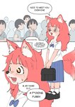 anthro asian_clothing canid canine censored_text classroom clothed clothing comic dialogue east_asian_clothing female fox fucking_furries fully_clothed fur_(theterm) greeting group hair holding_bag human interrupted japanese_clothing japanese_school_uniform kemono male mammal profanity red_hair school school_uniform serafuku standing tail tail_motion tailwag theterm thought_bubble uniform young young_anthro young_female