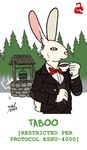 2021 anthro beverage biped black_clothing black_sclera black_suit black_text bow_tie bucket clothed clothing colored container cotton_tail cup dated digital_drawing_(artwork) digital_media_(artwork) english_text evergreen_tree fairy fellow_scholar female forest front_view fur hat headgear headwear holding_container holding_cup holding_object holding_tea_cup lagomorph leporid lock_symbol male mammal pine_tree pink_inner_ear pink_nose plant pupils rabbit red_lock_symbol red_text rock scp-4000 scp_foundation signature simple_background solo standing suit tail tea tea_cup text topwear tree well white_background white_body white_fur white_tail wood wooden_bucket yellow_eyes zal-cryptid