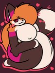 3:4 absurd_res anthro arm_tuft belly big_belly big_breasts big_tail breasts brown_body brown_fur canid canine caramelthegoat elbow_tuft female fox fur hair hair_over_eye hand_on_knee hand_on_leg heart_symbol hi_res huge_belly huge_breasts huge_tail hyper hyper_pregnancy kneeling long_hair looking_at_viewer mammal nipples one_eye_obstructed orange_body orange_fur pregnant purple_body purple_eyes purple_fur red_fox shoulder_tuft signature smug smug_face solo tail thick_thighs true_fox tuft waffles_(caramelthegoat) white_body white_fur