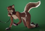 2021 3d_(artwork) all_fours anthro bdsm blender_(artwork) blender_cycles bondage bondage_gear bondage_gloves bound breasts canid canine canis chastity_belt chastity_device clothing collar conditional_dnp crawling digital_media_(artwork) female fur hair handwear kinktober leash lock mammal name_tag obedient padlock petplay restraints roleplay savannah_(sentharn) sentharn solo submissive submissive_female wolf yonic_chastity_device