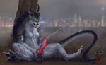 abs altagrin animal_genitalia animal_penis anthro balls big_penis blue_eyes blue_markings bodily_fluids canid canine canine_genitalia canine_penis city city_background colored cum cum_on_penis cum_string cumshot detailed digitigrade ejaculation feet fuzzy_balls fuzzy_tail genital_fluids genital_piercing genitals grass grey_body hi_res holding_knot_root holding_own_knot_root holding_own_penis holding_penis hong_kong horn knot long_tail looking_at_genitalia looking_at_penis male mammal mane markings masturbation messy_mane muscular mythological_canine mythological_creature mythology nude penis piercing plant pointy_ears prick_ears ridged_penis shaded sharp_teeth sitting smile solo spread_legs spread_toes spreading tail teeth toes tongue tongue_out tree two-handed_masturbation werecanid werecanine werecreature werewolf white_body