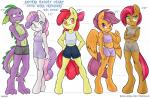 2014 absurd_res aged_up ambris anthro anthrofied apple_bloom_(mlp) babs_seed_(mlp) bottomwear boy_shorts brown_body brown_fur chart clothed clothing cutie_mark_crusaders_(mlp) dragon dress earth_pony english_text equid equine feathered_wings feathers female friendship_is_magic fur green_eyes group hair hasbro height_chart hi_res hooves horn horse lineup looking_at_viewer male mammal multicolored_hair my_little_pony mythological_creature mythological_equine mythological_scalie mythology orange_body orange_eyes orange_feathers orange_fur pegasus pink_hair pony purple_eyes purple_hair red_hair scalie scootaloo_(mlp) shirt shorts spike_(mlp) sweetie_belle_(mlp) tail tank_top text topwear two_tone_hair underwear unicorn white_body white_fur wings yellow_body yellow_fur